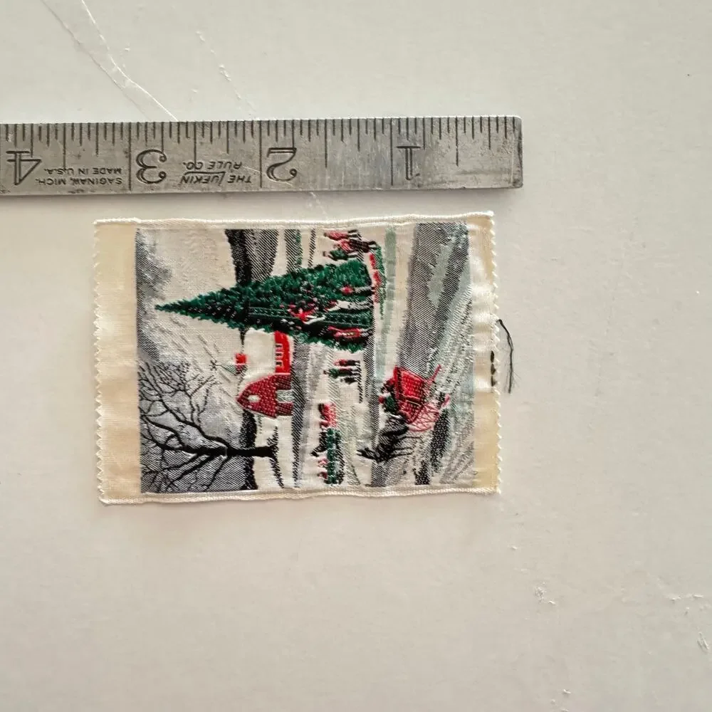 Set 3 Christmas Themed Miniature Warner Artex Silk Woven Jacquard Tapestries
